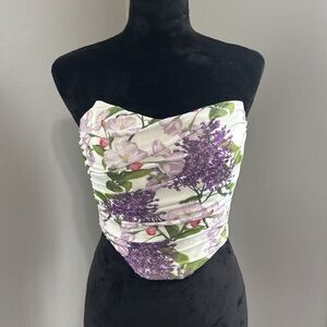 Windsor Purple Floral Strapless Corset Top